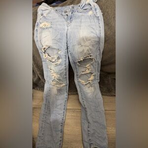 American Eagle Outfitters Light Blue Distressed Skinny Jeans
